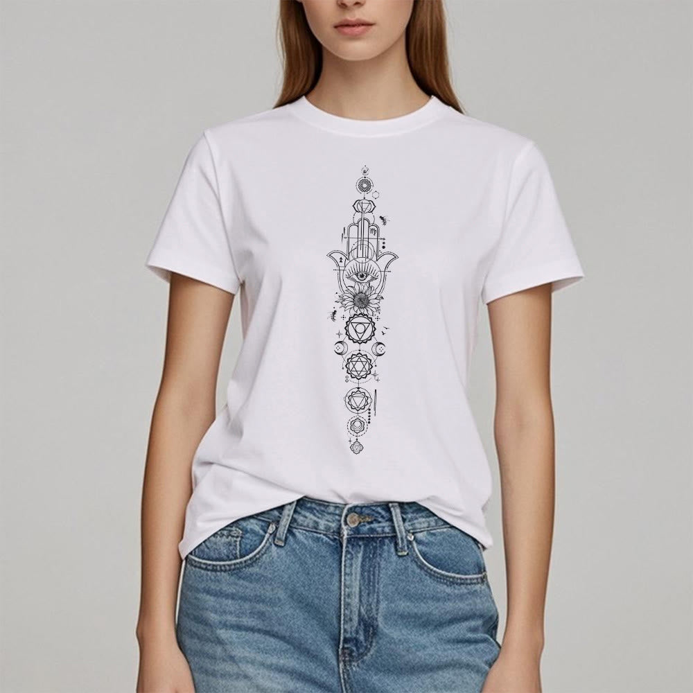 Olivenorma Hamsa Evil Eye Chakra Protection Meditation T-Shirt