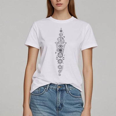 Olivenorma Hamsa Evil Eye Chakra Protection Meditation T-Shirt