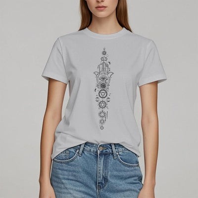 Olivenorma Hamsa Evil Eye Chakra Protection Meditation T-Shirt