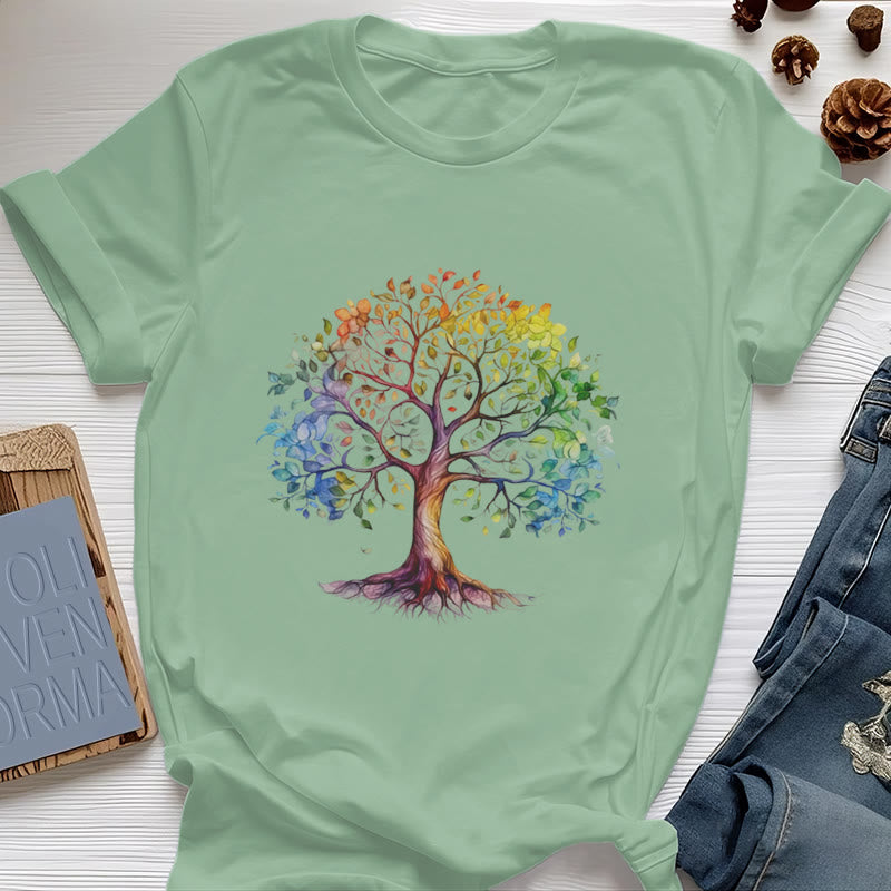 Olivenorma Chakra Colorful Tree of Life T-Shirt