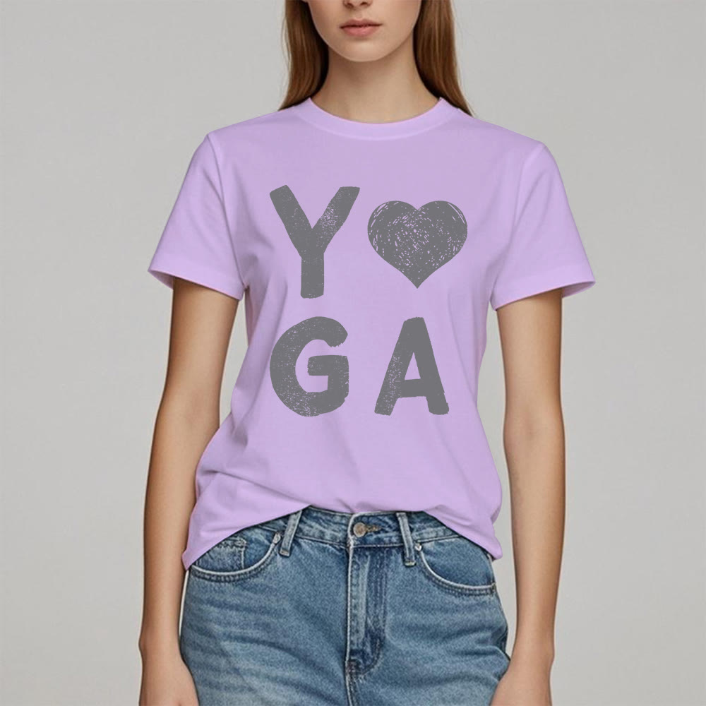 Olivenorma Yoga Heart Print T-Shirt
