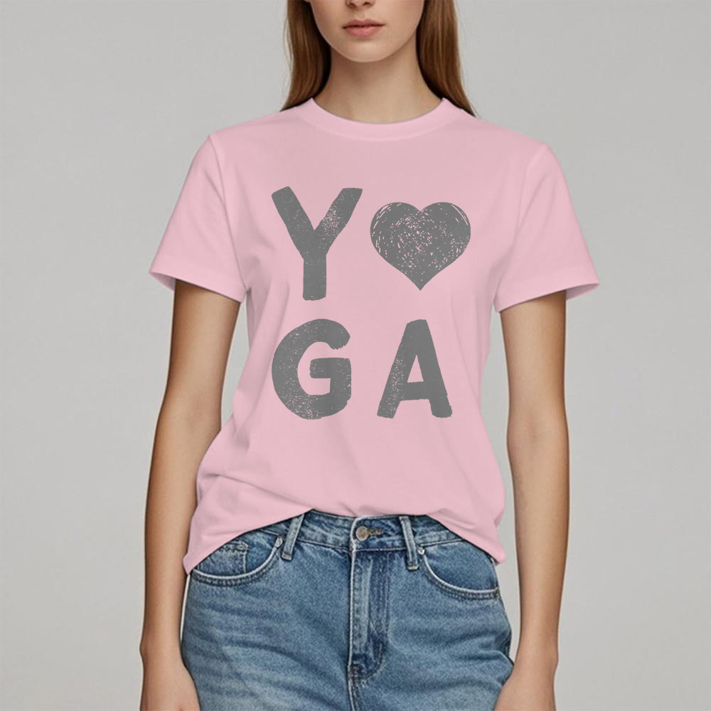 Olivenorma Yoga Heart Print T-Shirt