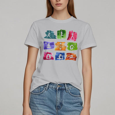 Olivenorma Yoga Poses Colorful Print T-Shirt
