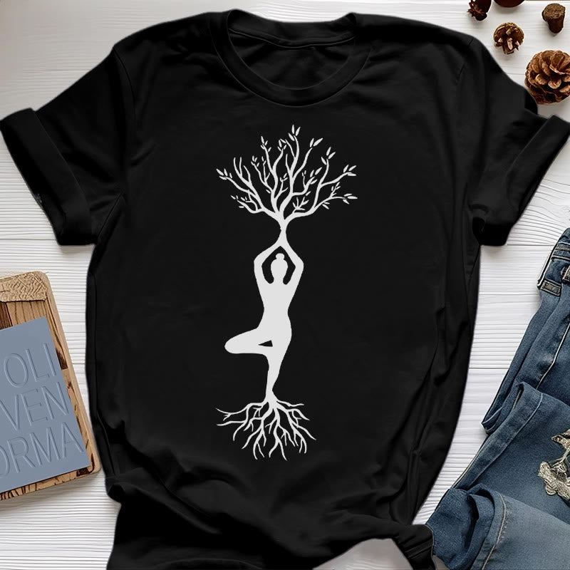 Olivenorma Rooted Yoga Tree Pose T-Shirt