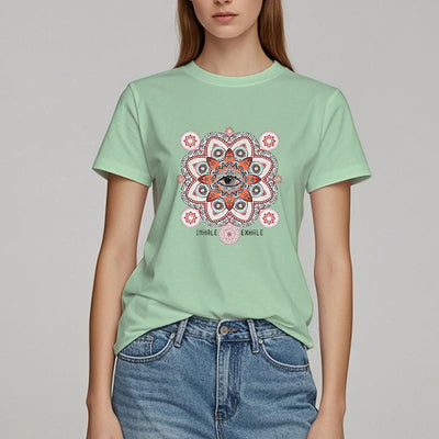 Olivenorma Meditation Evil Eye Slogan Design T-shirt