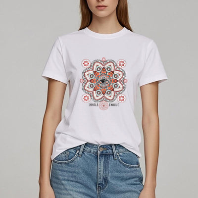 Olivenorma Meditation Evil Eye Slogan Design T-shirt