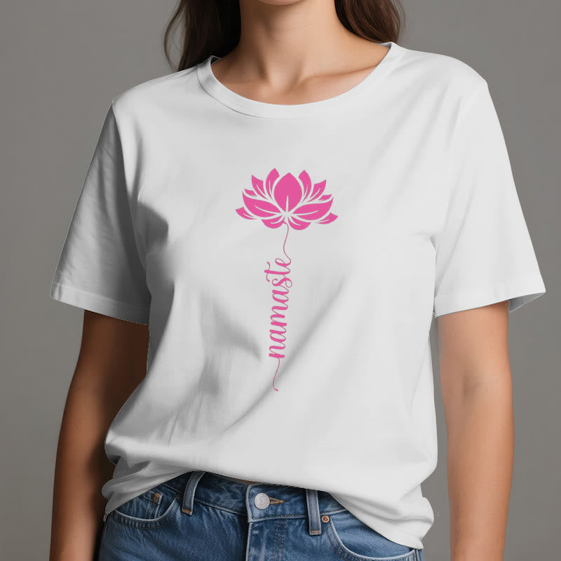 Olivenorma Namaste Lotus Yoga Cotton T-Shirt