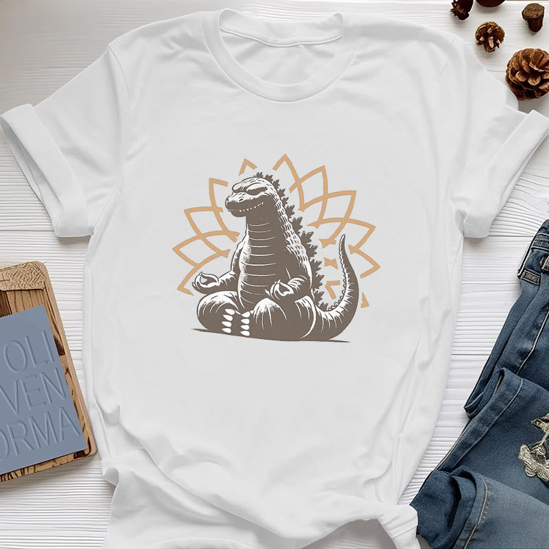 Olivenorma Funny Dinosaur Yoga Meditation T-Shirt