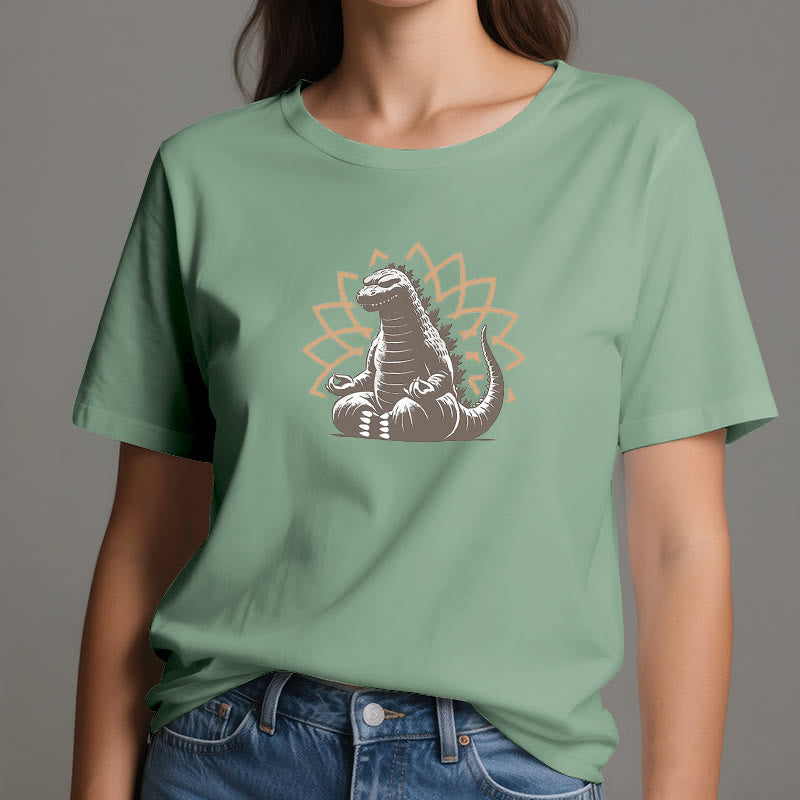 Olivenorma Funny Dinosaur Yoga Meditation T-Shirt