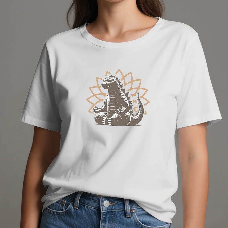 Olivenorma Funny Dinosaur Yoga Meditation T-Shirt