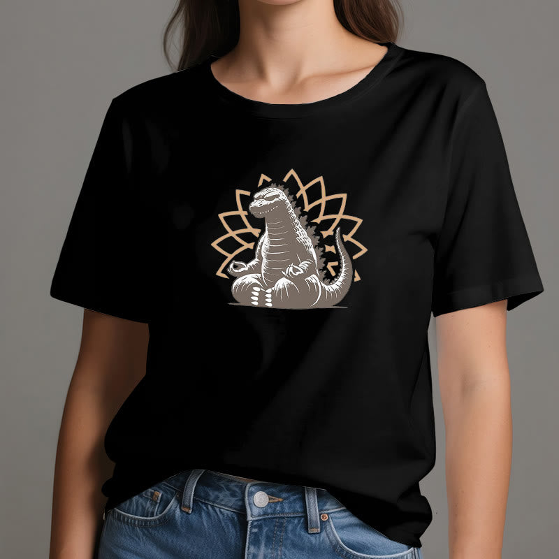 Olivenorma Funny Dinosaur Yoga Meditation T-Shirt