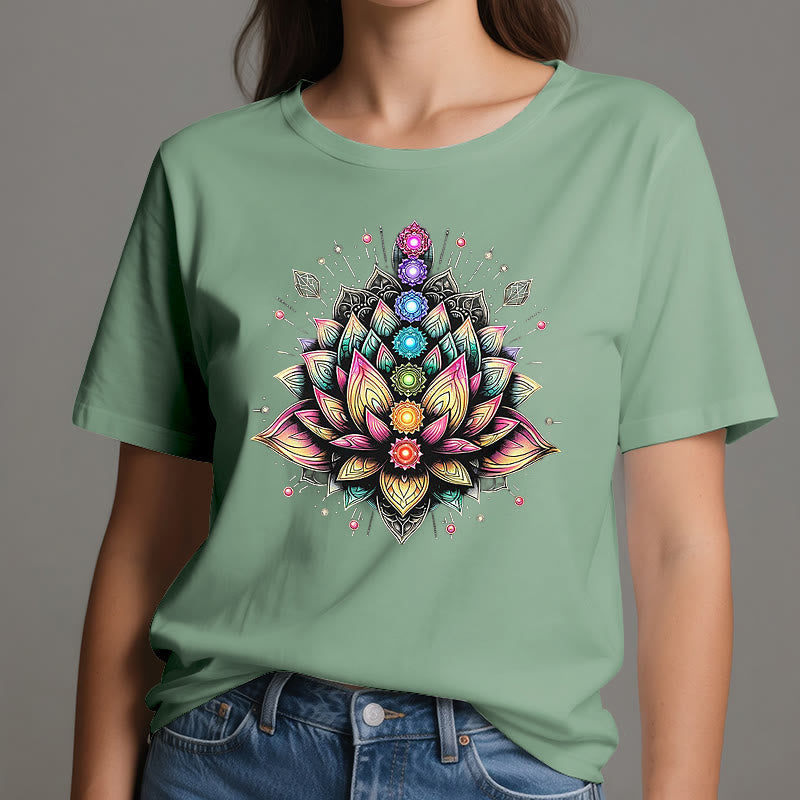 Olivenorma Chakra Lotus Flower Yoga Meditation T-Shirt