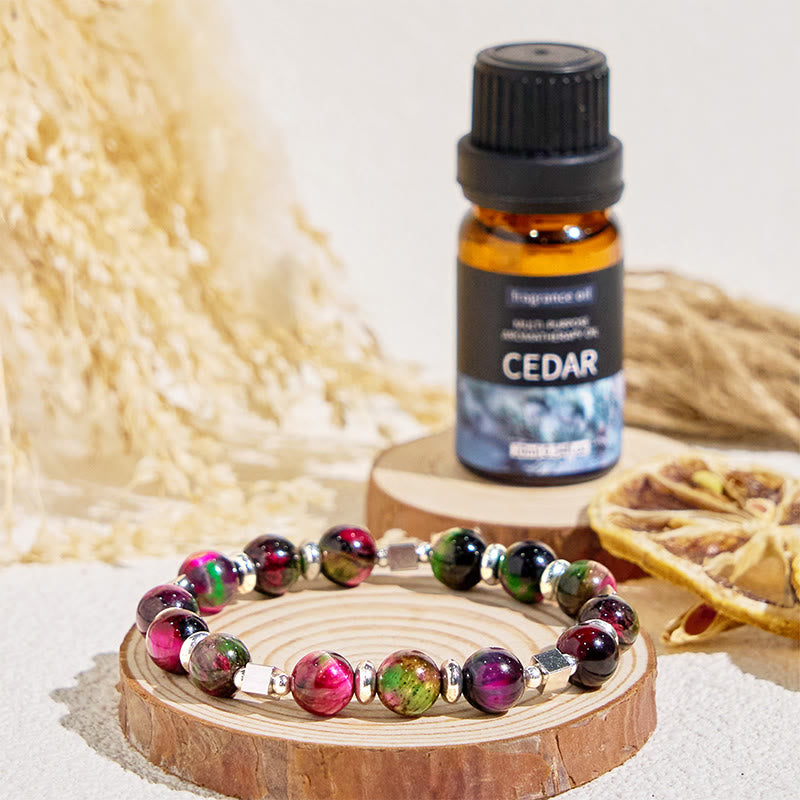Olivenorma "Celestial Pulse" Galaxy Tiger's Eye Anxiety Relief Essential Oil Bracelet - image 3