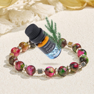 Olivenorma "Celestial Pulse" Galaxy Tiger's Eye Anxiety Relief Essential Oil Bracelet - Bracelet + Cedar Essential Oil - image 1