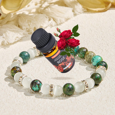 Olivenorma "Serenite Flow​" African Turquoise Calm & Purify Essential Oil Bracelet - Bracelet + Rose Essential Oil - image 1