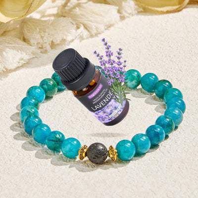 Olivenorma "Balmaara Essence" Blue Apatite Throat Chakra Essential Oil Bracelet - Bracelet + Lavender Essential Oil - image 1