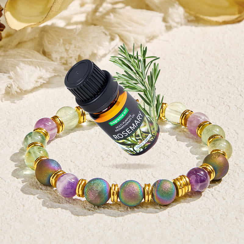Olivenorma "Auralith Harmony" Fluorite Cleansing Essential Oil Bracelet - ​Bracelet + Rosemary Essential Oil - image 1