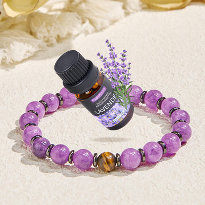 Olivenorma "Soul Guardian​" Amethyst Courage Essential Oil Bracelet - Bracelet + Lavender Essential Oil - image 1