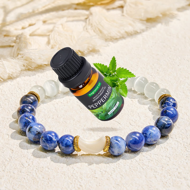 Olivenorma "Moon & Tide​" Balance Emotions Crescent Essential Oil Bracelet - Bracelet + Peppermint Essential Oil - image 1
