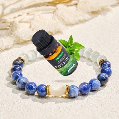 Olivenorma "Moon & Tide​" Balance Emotions Crescent Essential Oil Bracelet - Bracelet + Peppermint Essential Oil - image 1