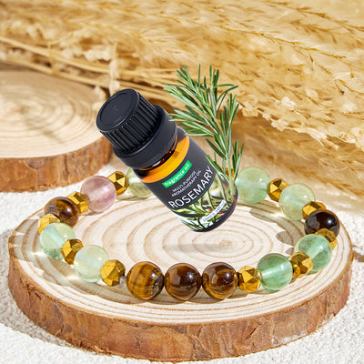 Olivenorma "Forest Breeze" Fluorite Emotional Balance Essential Oil Bracelet - Bracelet + Rosemary Essential Oil - image 1