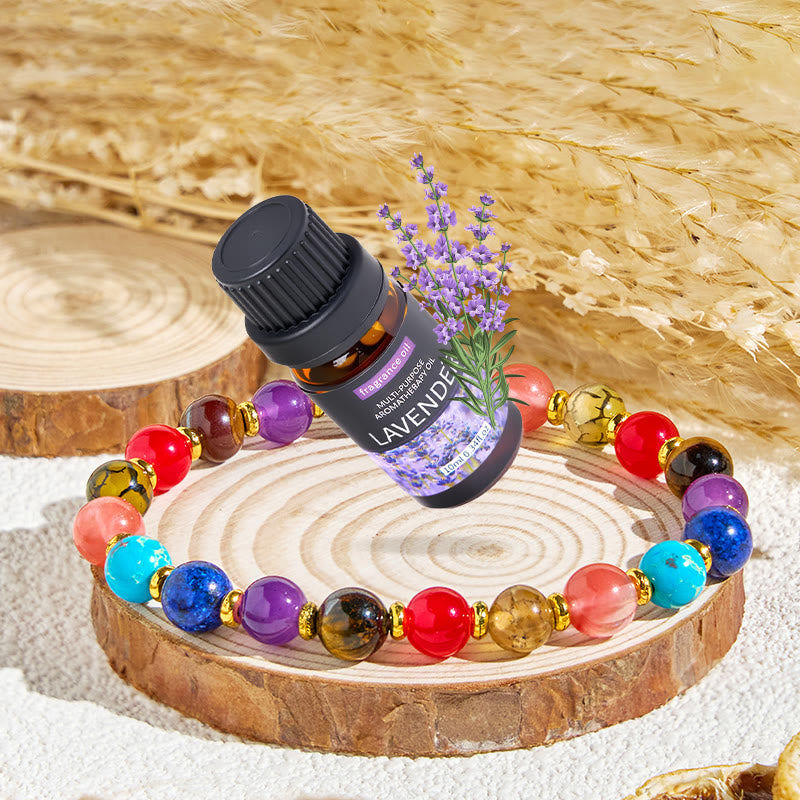 Olivenorma "Nature's Palette" Positive Gemstone Essential Oil Bracelet - Bracelet + Lavender Essential Oil - image 1