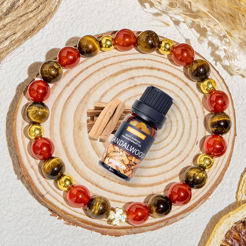 Olivenorma "​Lucky Clover" Tiger Eye & Red Agate Fortunate Essential Oil Bracelet - image 4