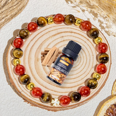 Olivenorma "​Lucky Clover" Tiger Eye & Red Agate Fortunate Essential Oil Bracelet - image 4