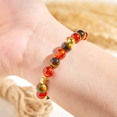 Olivenorma "​Lucky Clover" Tiger Eye & Red Agate Fortunate Essential Oil Bracelet - image 6
