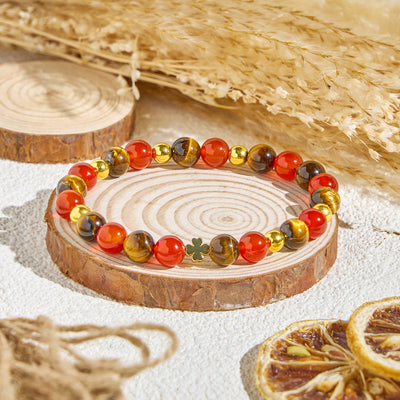 Olivenorma "​Lucky Clover" Tiger Eye & Red Agate Fortunate Essential Oil Bracelet - Bracelet Only - image 5
