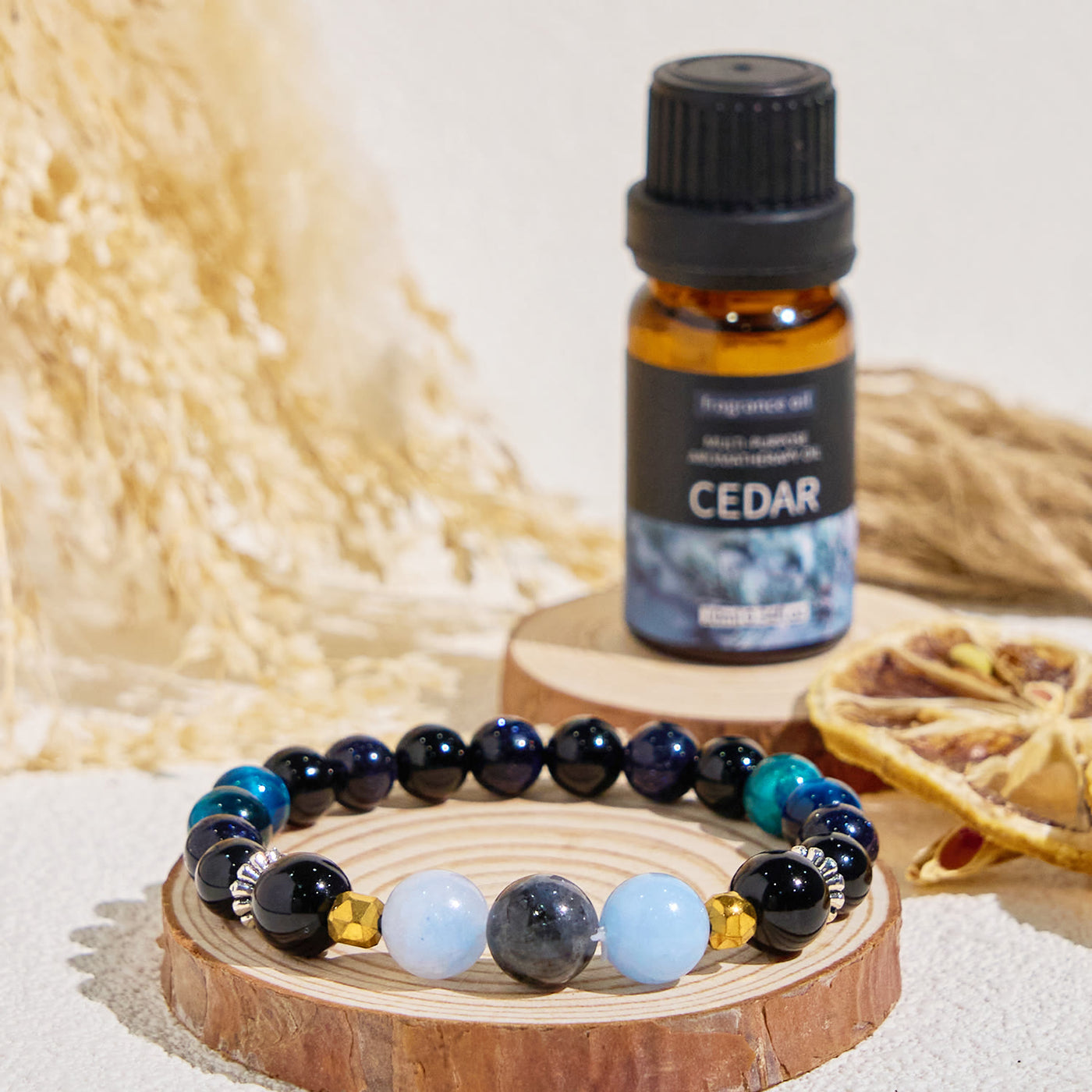 Olivenorma "Midnight Sky​" Obsidian Healing Essential Oil Bracelet - image 3