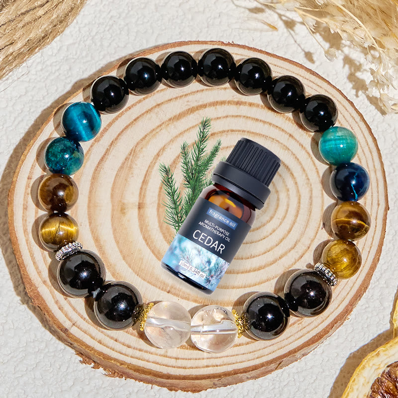 Olivenorma "Deep Palette" Clear Crystal Hematite Cleansing Essential Oil Bracelet - image 4