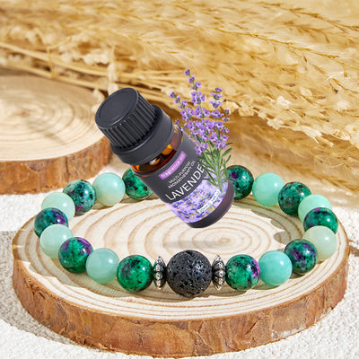 Olivenorma "Forest Pebbles" Natural Gemstone Vitality Essential Oil Bracelet - Bracelet + Lavender Essential Oil - image 1