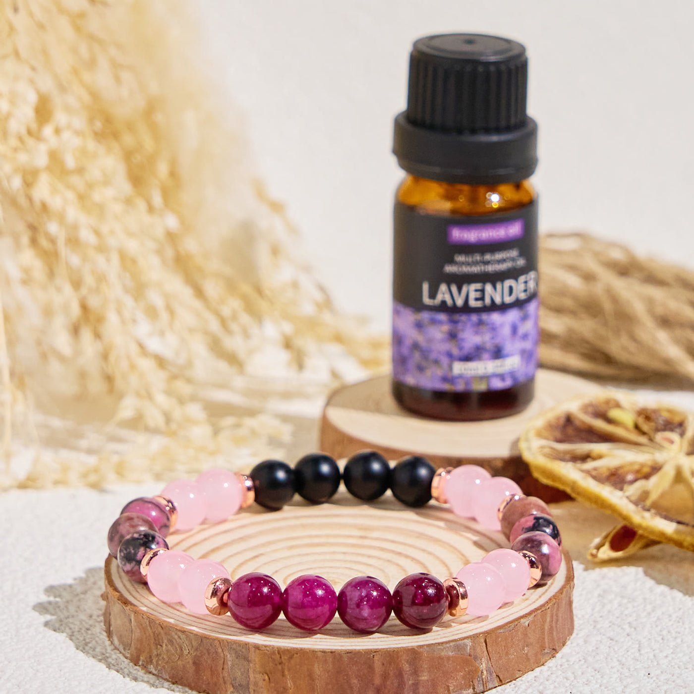 Olivenorma "​​Woodland Bloom​​" Rose Quartz Tranquility Essential Oil Bracelet - image 3