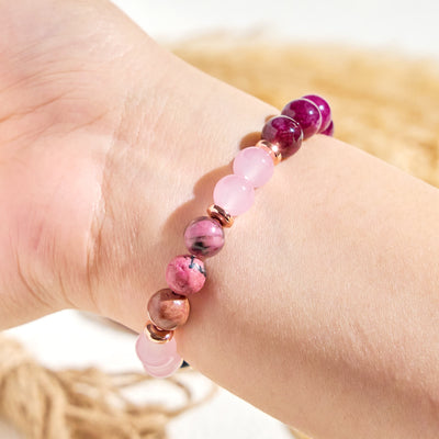 Olivenorma "​​Woodland Bloom​​" Rose Quartz Tranquility Essential Oil Bracelet - image 6
