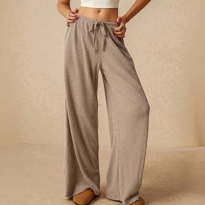 Olivenorma Plain Color Casual High Waist Pull On Elastic Women's Straight-Leg Pants - image 5