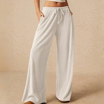 Olivenorma Plain Color Casual High Waist Pull On Elastic Women's Straight-Leg Pants - image 12