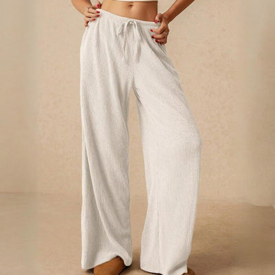 Olivenorma Plain Color Casual High Waist Pull On Elastic Women's Straight-Leg Pants - image 15