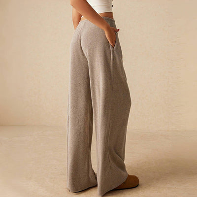 Olivenorma Plain Color Casual High Waist Pull On Elastic Women's Straight-Leg Pants - image 4