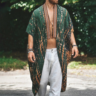 Olivenorma Mens Loose Open Front Beach Robe Cardigan - Green - 4XL - image 1