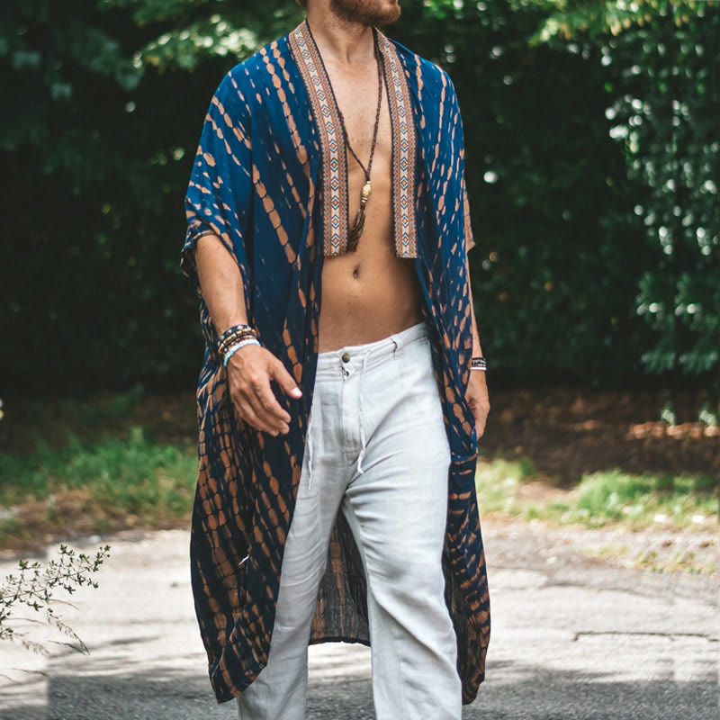 Olivenorma Mens Loose Open Front Beach Robe Cardigan - image 6