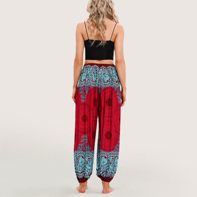 Olivenorma Vibrant Boho Mandala Women's Elastic Waist Harem Pants