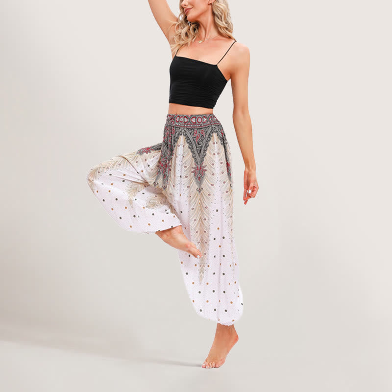 Olivenorma Celestial Print Boho Women's Elastic Waist Harem Pants