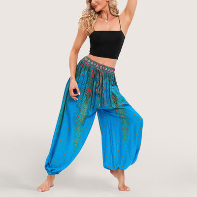 Olivenorma Celestial Print Boho Women's Elastic Waist Harem Pants