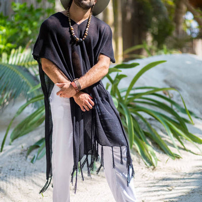 Olivenorma Men's Black Casual Pullover Top Tassel Cardigan - 3XL - image 1