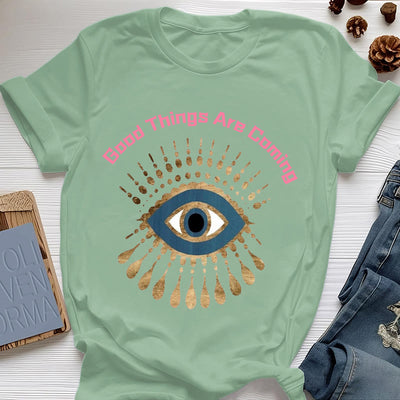 Olivenorma "GOOD THINGS ARE COMING" EVIL EYE T-Shirt - Light Green - 2XL - image 18