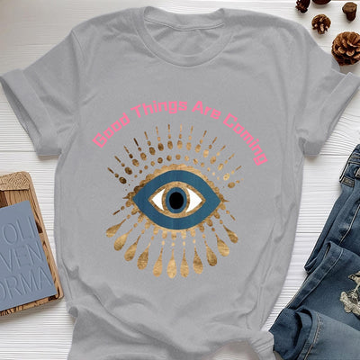Olivenorma "GOOD THINGS ARE COMING" EVIL EYE T-Shirt - Gray - 2XL - image 10