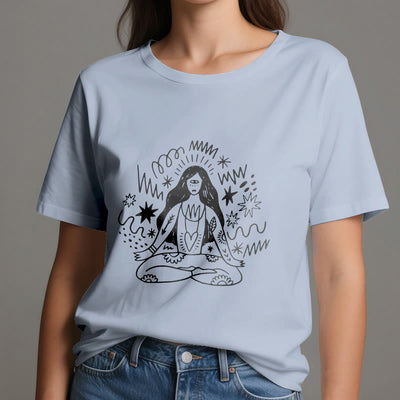 Olivenorma Graffiti Line Drawing Yoga Girl T-Shirt