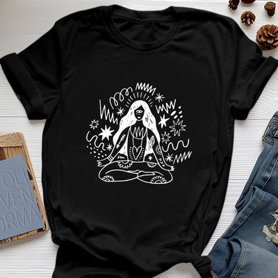 Olivenorma Graffiti Line Drawing Yoga Girl T-Shirt