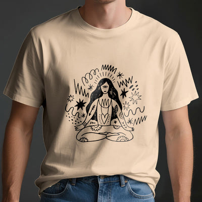 Olivenorma Graffiti Line Drawing Yoga Girl T-Shirt